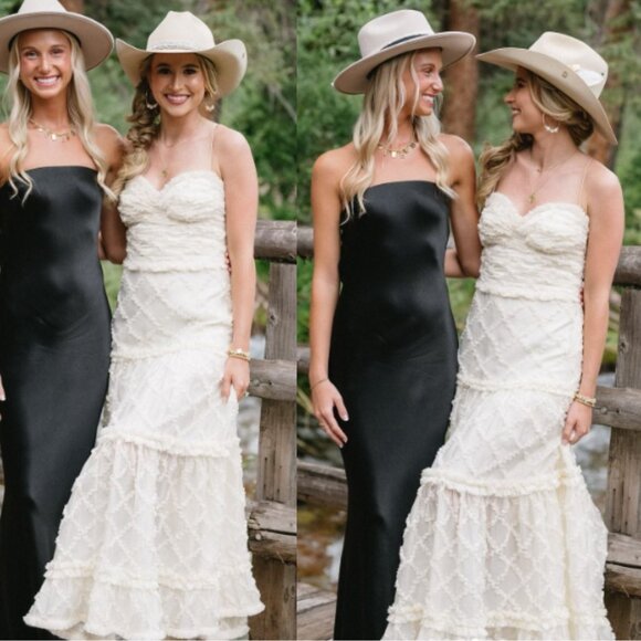 Alexis Rasa Dress Natural Ivory Midi Tiered Fringe Size L - Picture 10 of 12